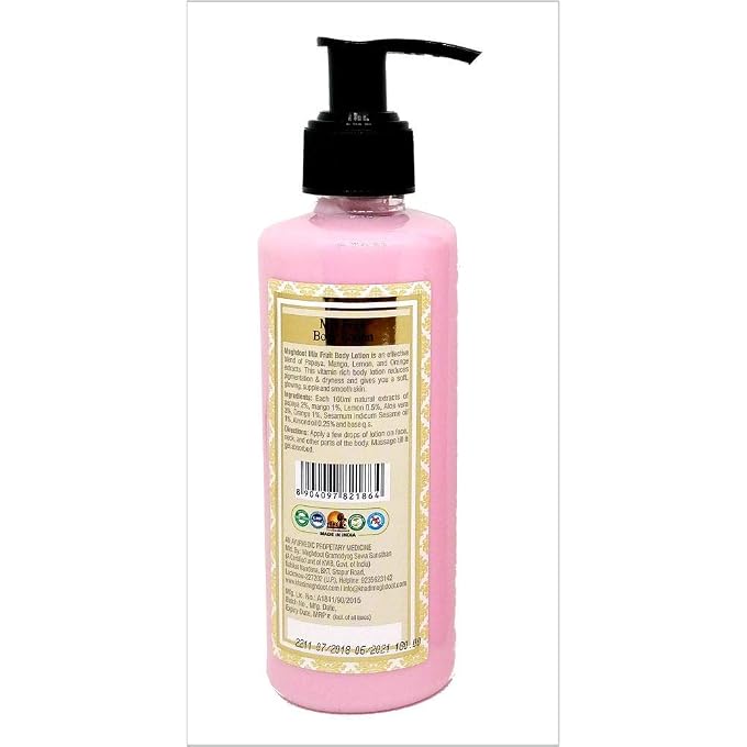 Meghdoot KHADI Papaya and Aloe-Vera Mix Fruits Body Lotion (210ml) - Image 2