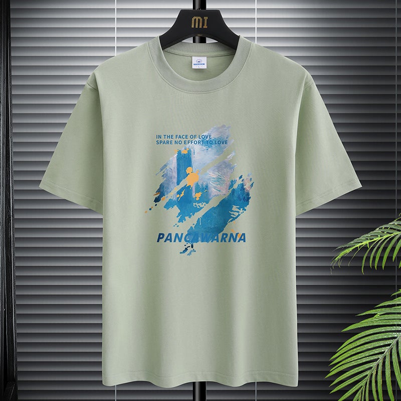 200G Heavy Cotton T-Shirt Men'S Short-Sleeved Printed Inner T-Shirt Loose Top Men'S White Bottoming Shirt - Image 1