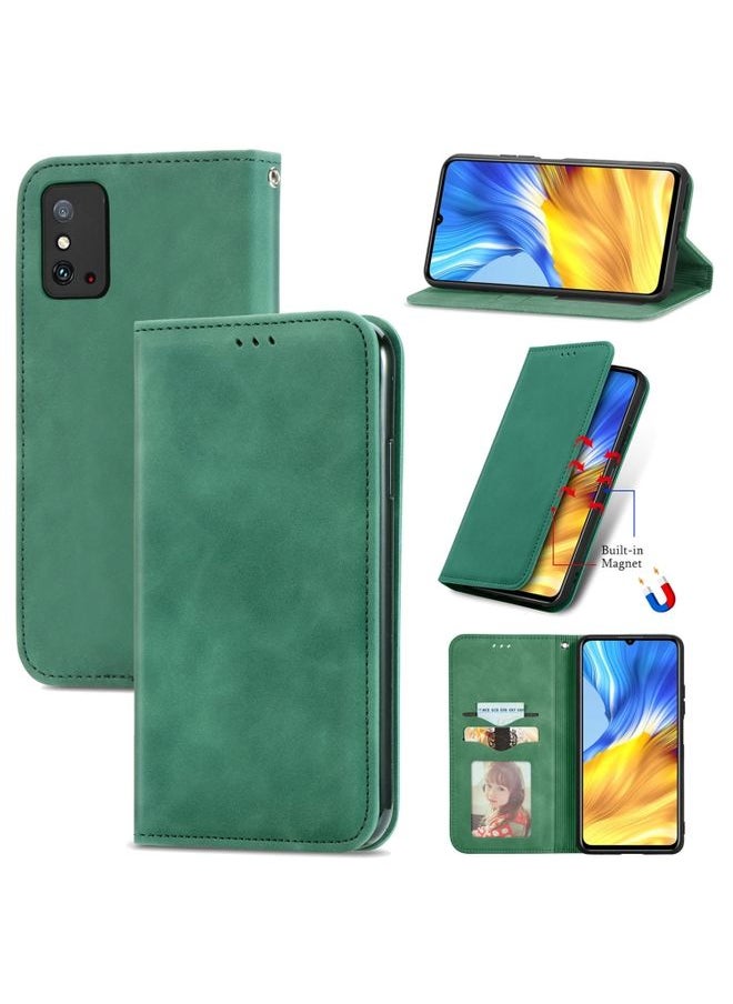 HuHa Case Cover For Honor X10 Max 5G Retro Skin Feel Magnetic Horizontal Flip Leather Phone Case Green 