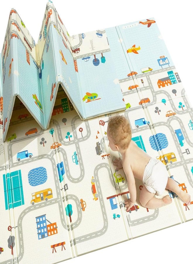 CozyCrest Baby Play Met Foldable Foam Baby Early Playmat For Large Mats Double Side Soft Baby Play Crawl Floor Mat Waterproof Portable Outdoor-Indoor (6.5X5-Feet),Multicolor - Image 1