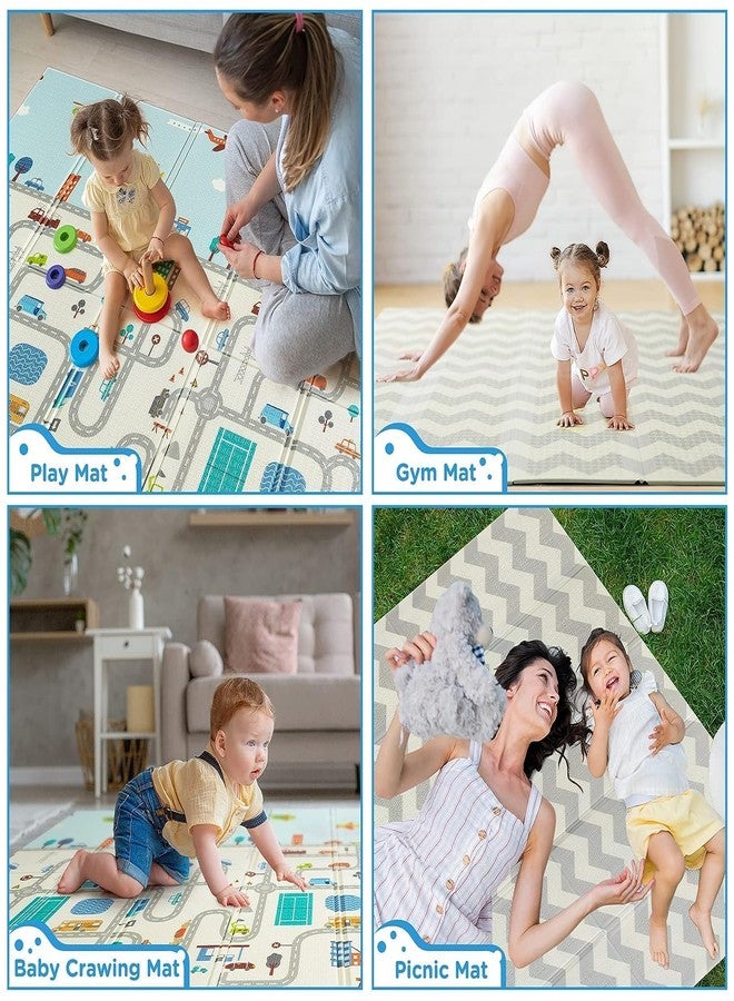 CozyCrest Baby Play Met Foldable Foam Baby Early Playmat For Large Mats Double Side Soft Baby Play Crawl Floor Mat Waterproof Portable Outdoor-Indoor (6.5X5-Feet),Multicolor - Image 3
