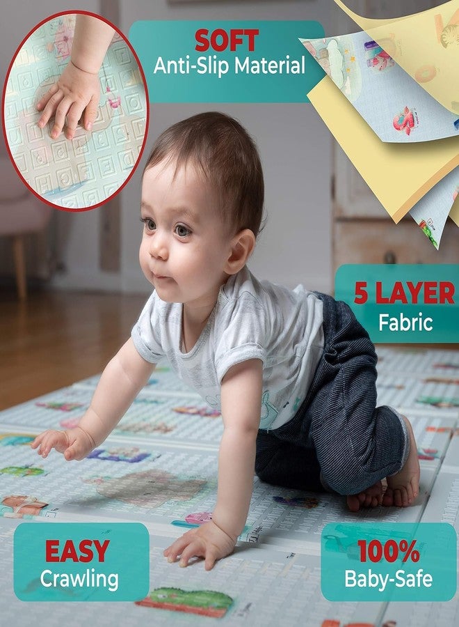 CozyCrest Baby Play Met Foldable Foam Baby Early Playmat For Large Mats Double Side Soft Baby Play Crawl Floor Mat Waterproof Portable Outdoor-Indoor (6.5X5-Feet),Multicolor - Image 2