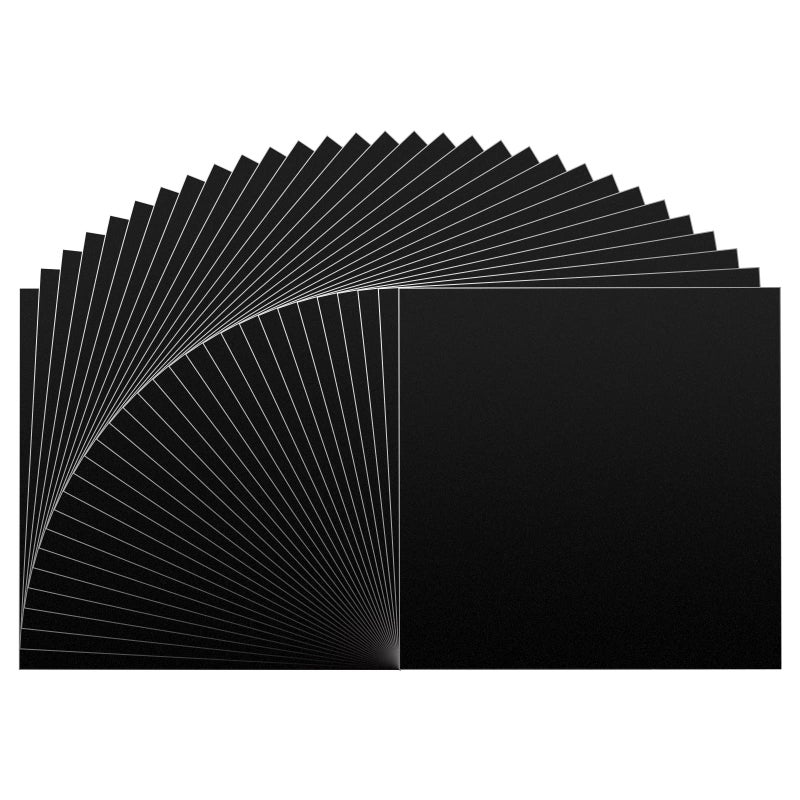 Huaxing Matte Black Permanent Vinyl for Cricut Adhesive Vinyl Sheets 30 Pack 12 x 12 Permanent Vinyl Bundle for Silhouette Cameo Cutters Signs Scrapbooking Craft Die Cutters