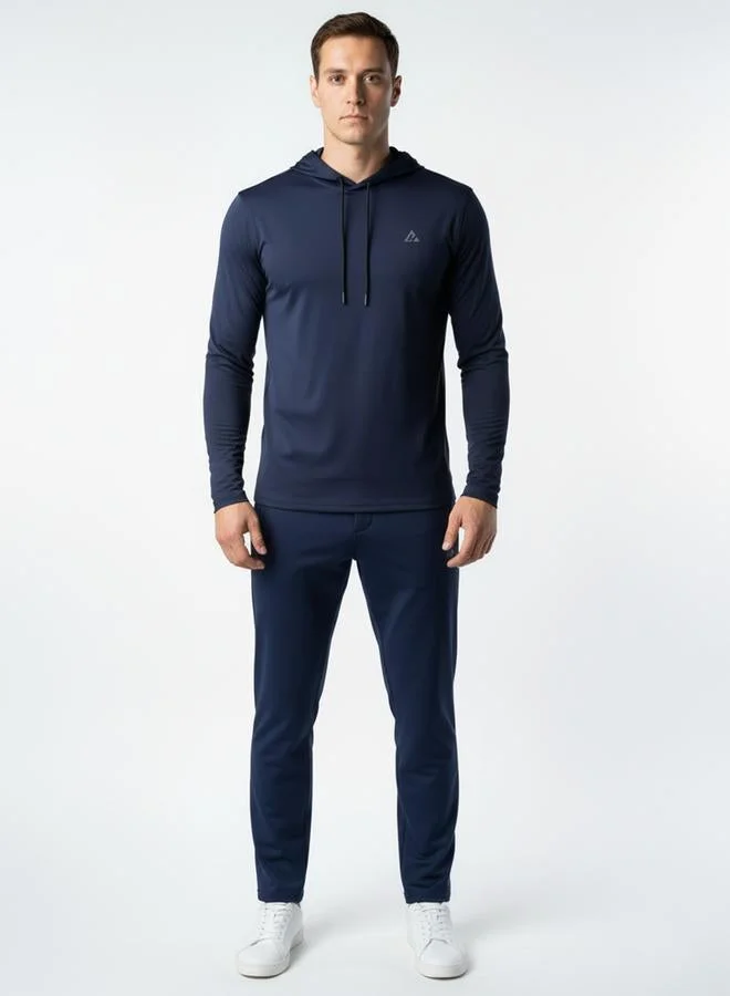 Clans&Hans Men Navy Blue Long Sleeve Hoodie