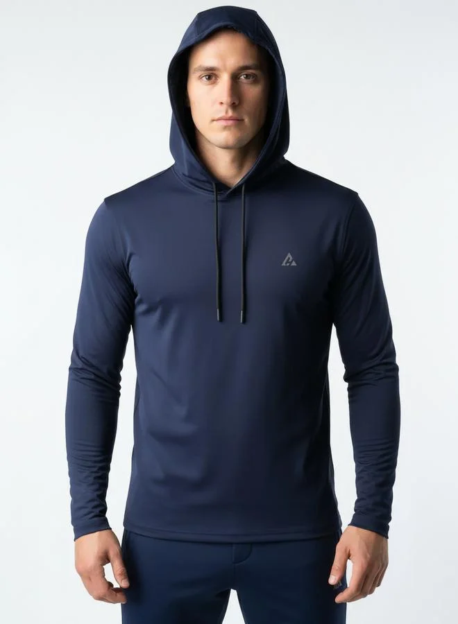 Clans&Hans Men Navy Blue Long Sleeve Hoodie