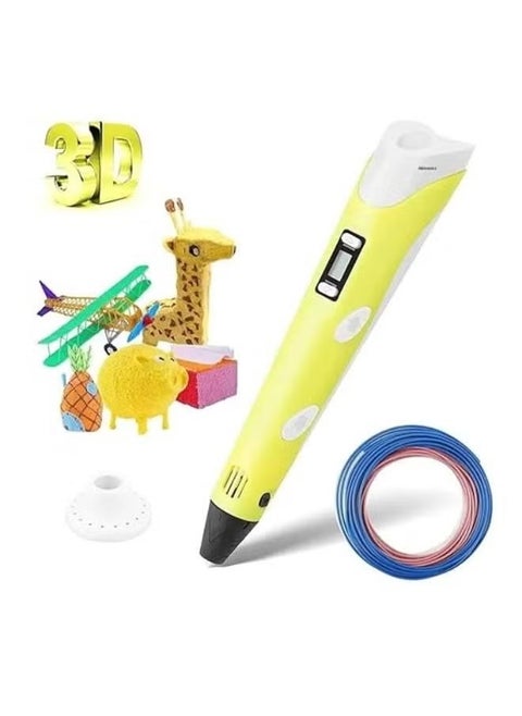 3D Printing Pen with Adjustable Speed & Temperature for Kids – Creative 3D Design Pen for Art, Crafting & DIY Projects – USB Plug Powered – Perfect for Creativity, Learning, and Fun – Yellow