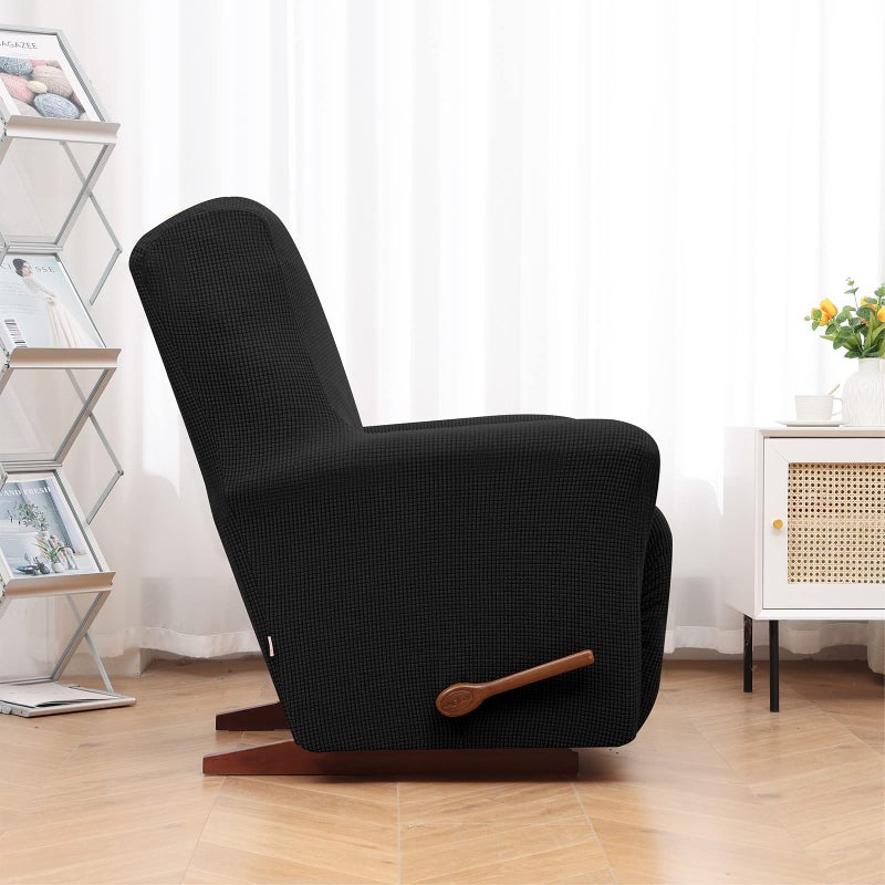 KEKUOU Recliner Chair Covers Lazy Boy Recliner Covers Stretch Couch Cover Slipcovers 1 Piece Furniture Protector with Elastic Bottom for Dog,Kids.(One Size, Black) - Image 3
