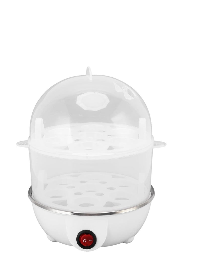 وعاء بيض، 350 واط، طبقتين، يسع 14 بيضة، طباخ بيض كهربائي، طباخ بيض سريع، إيقاف تلقائي للبيض الصلب (طبقتان أبيض) - Image 1