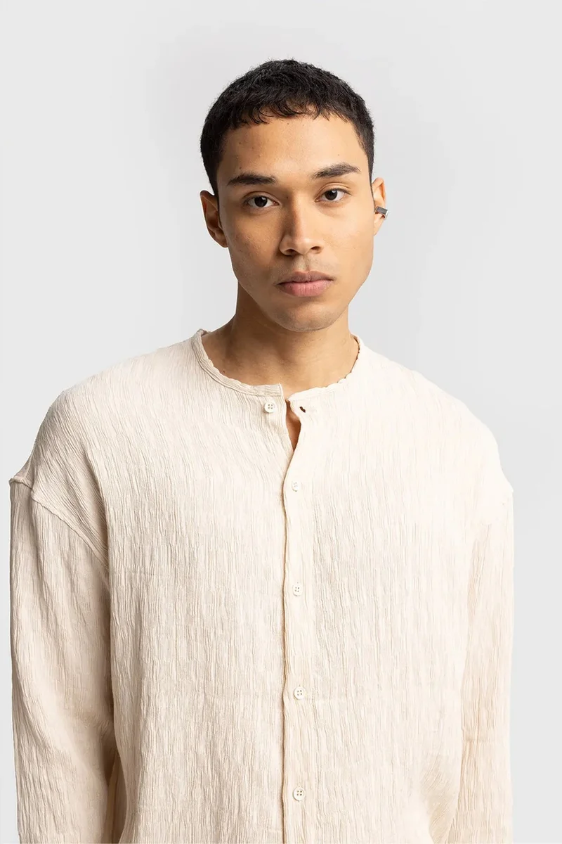 GIESTO Textured Long Sleeve Crew Neck Shirt