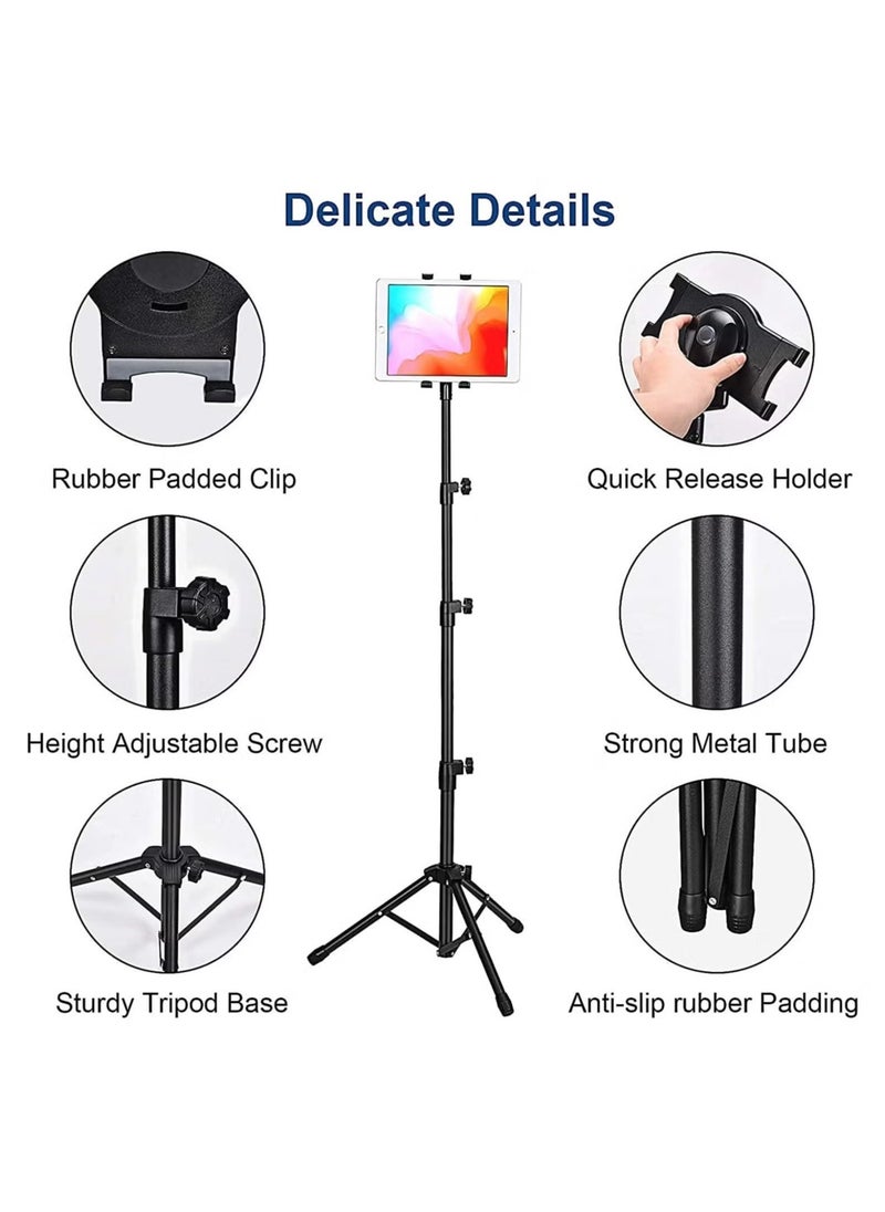 TIGER Tabletop Tablet Holder Stand | Floor Height Adjustable Tablet Tripod Stand for iPad Mini 1-3, iPad Air, iPad 2-6, Most 7-10 Inch Tablets, Includes Easy Carrying Bag  - Image 4