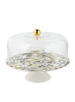 Trust Porcelain Cake Stand With Acrylic Lid 28.8CM Olive Green  - Image 2