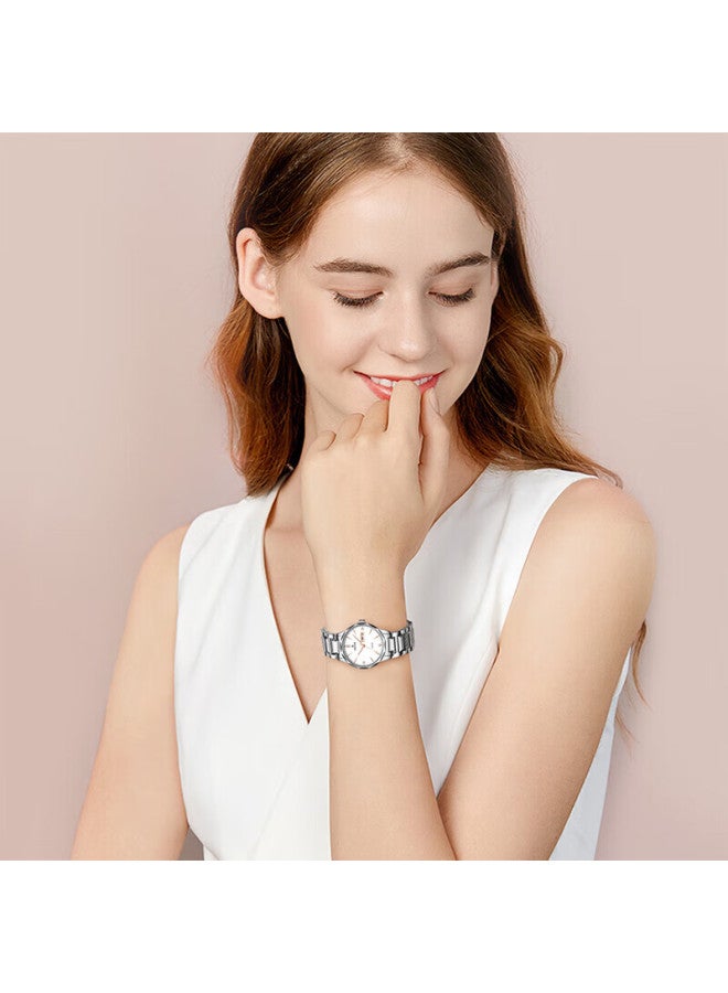 Ebohr Women's Master Series Watch, Tungsten Steel Band, Fashionable Quartz Movement, Water-resistant, Holiday Gift, New Year's Eve, 56330328 - Image 2