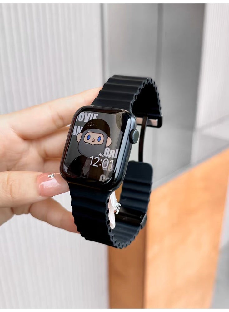 Watch Band Compatible for Apple Watch Series Band 42mm 44mm 45mm 46mm 49mm women, Genuine Leather Double Tour Designed Slim Replacement Strap for iWatch Series10 9 8 7 6 SE - Image 1