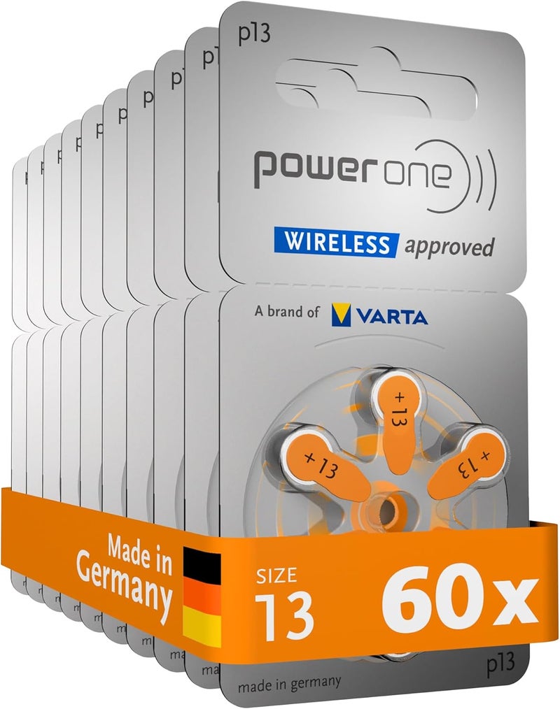 VARTA Power One Hearing Aid Battery size 13 made in Germany Genuine 60 Pack - Image 1