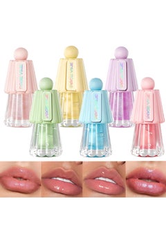 LuckNest 6 Colors Shimmer Lip Gloss Set Hydrating Lip Glow Oil Cute Lip Gloss Hydrating Tinted Lip Transparent Balm Set 