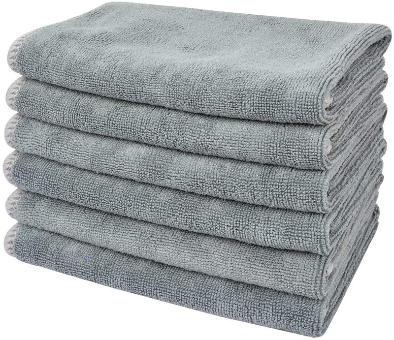Auto Hub Microfiber Cloth for Car - 350 GSM (40x40 CM) Car Cleaning Cloth, Thick Plush, Lint Free, Streak Free Microfiber Cloth for Bike & Car Washing & Drying Pack of 6-Grey - Image 1