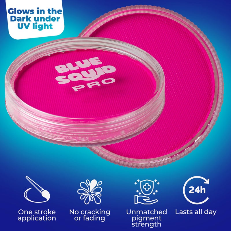 Blue Squid Face Paint Water Based Single Cake Professional Face Paint & Body Paint - Water Activated, Kids Adults Face Painting for Costume, Halloween Makeup, Cosplay - Neon Pink Face Paint 30g - Image 3