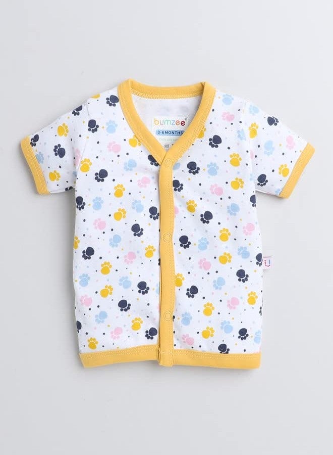 BUMZEE Yellow & White Girls Half Sleeves Jablas Pack of 3 Age - 9-12 Months (Peb8211E-ylw.wht) - Image 2