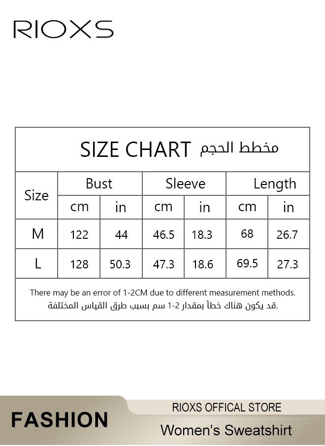RIOXS - Women's Oversized Sweatshirt, Casual Letter Graphic Print Sweatshirt For Women, Ladies Graphic Crewneck Sweatshirts, Thickened Pullover Tops Sweatshirt For Spring Fall And Winter, Ladies Fashional Loose Pullover Top For Daily Wear - Image 1