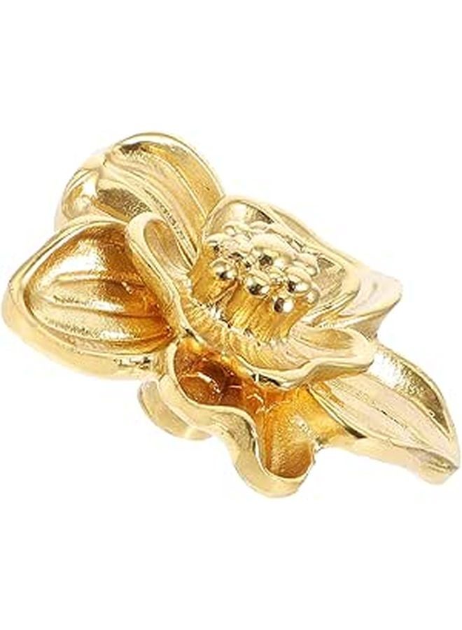 Vintage Brass Floral Drawer Knobs Single Hole Cabinet Handles For Wardrobe Dresser - Image 1