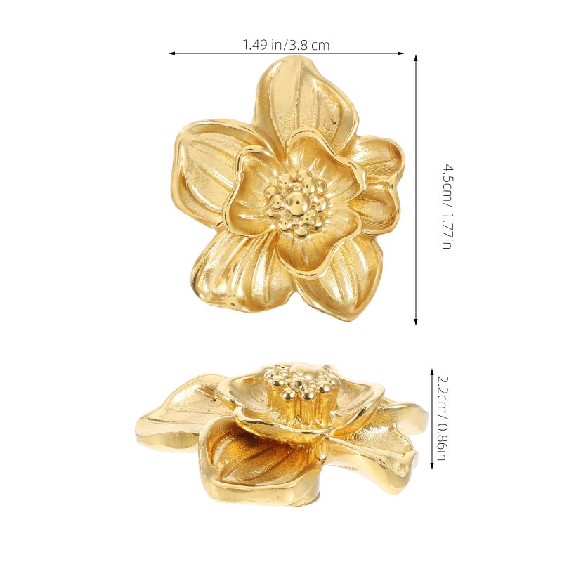 Vintage Brass Floral Drawer Knobs Single Hole Cabinet Handles For Wardrobe Dresser - Image 3
