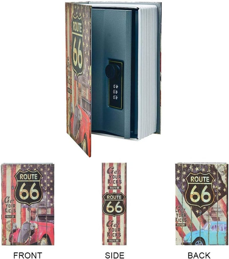 PACOLO صندوق تخزين آمن بحجم صغير على شكل كتاب، صندوق سري مع قفل/مفتاح أمان، كتاب مخفي آمن (تركيبة، 66 طريق) - Image 3