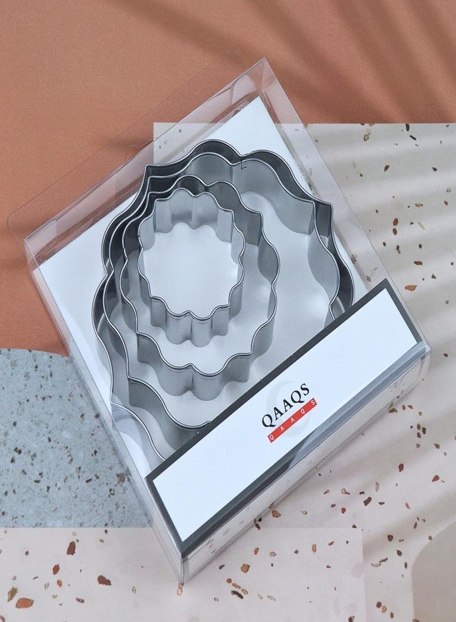QAAQS Circle Plaque Cookie Cutter Set Extra Large - 5 inch, 4 inch, 3 inch, 2 inch - 4 Piece Round Fancy Plaque Frame Cookie Cutters Shapes Molds - Stainless Steel - Image 5