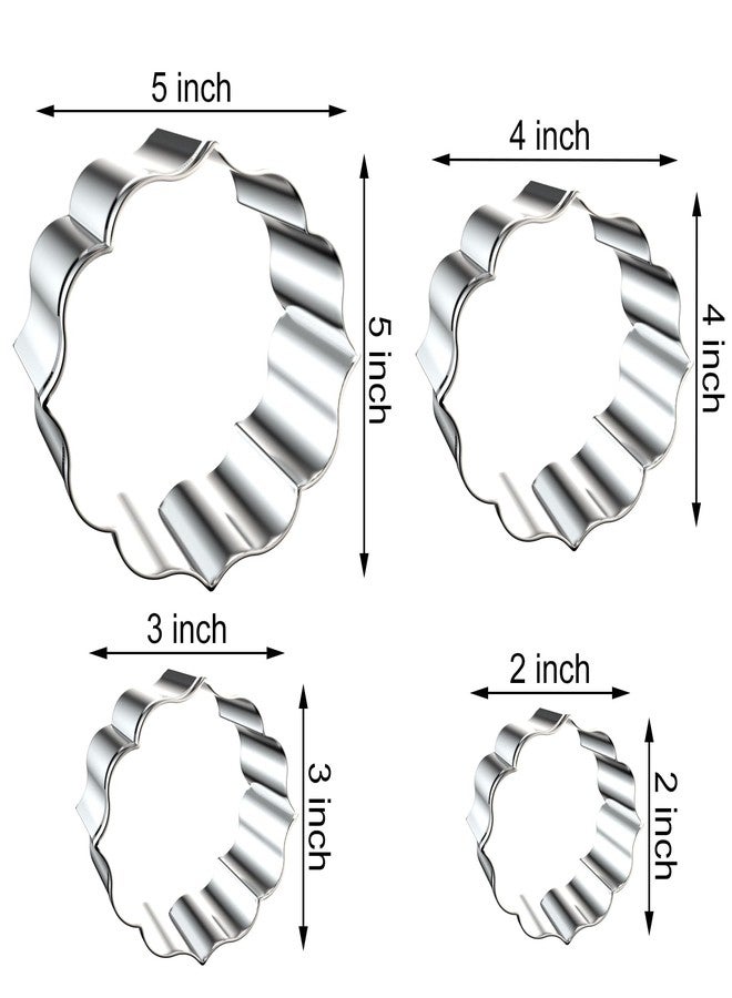 QAAQS Circle Plaque Cookie Cutter Set Extra Large - 5 inch, 4 inch, 3 inch, 2 inch - 4 Piece Round Fancy Plaque Frame Cookie Cutters Shapes Molds - Stainless Steel - Image 2