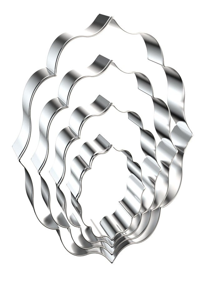 QAAQS Circle Plaque Cookie Cutter Set Extra Large - 5 inch, 4 inch, 3 inch, 2 inch - 4 Piece Round Fancy Plaque Frame Cookie Cutters Shapes Molds - Stainless Steel - Image 1