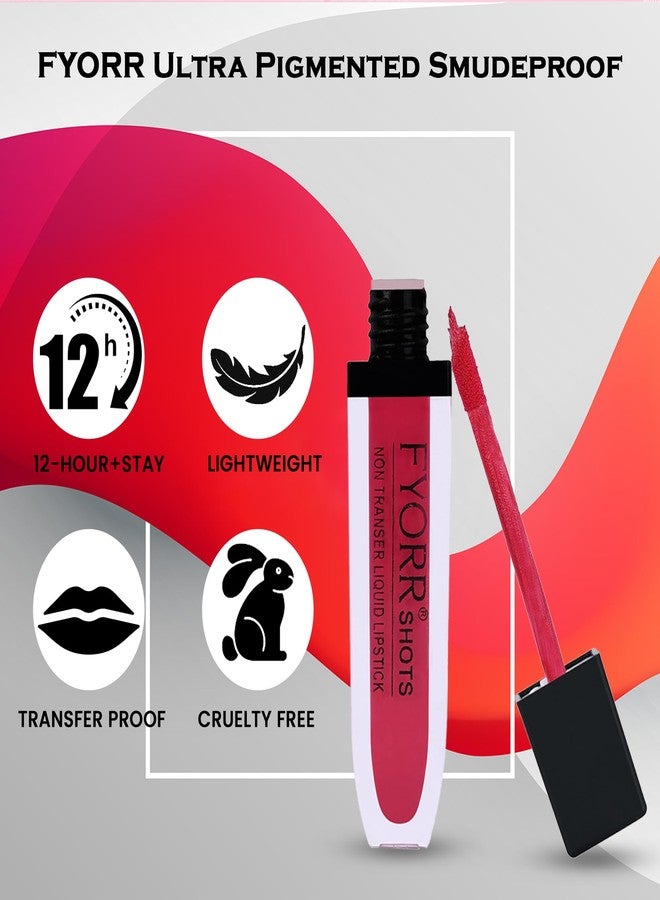 FYORR Non Transfer Liquid Lipstick Waterproof Ultra Pigmented Matte Non-Sticky Smooth Finish Lip Color, 6ml (Paraben Cruelty Free) (NudePerfect_WineDivine) - Image 3