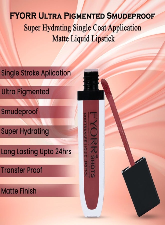 FYORR Non Transfer Liquid Lipstick Waterproof Ultra Pigmented Matte Non-Sticky Smooth Finish Lip Color, 6ml (Paraben Cruelty Free) (NudePerfect_WineDivine) - Image 4