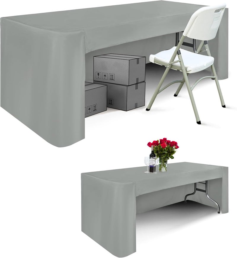 ABCCANOPY 2PCS 6 FT Rectangle Tablecloth Table Cover for Rectangular Tables Washable Polyester Banquet Buffet Parties Holiday Dinner Wedding Meeting Gray - Image 1