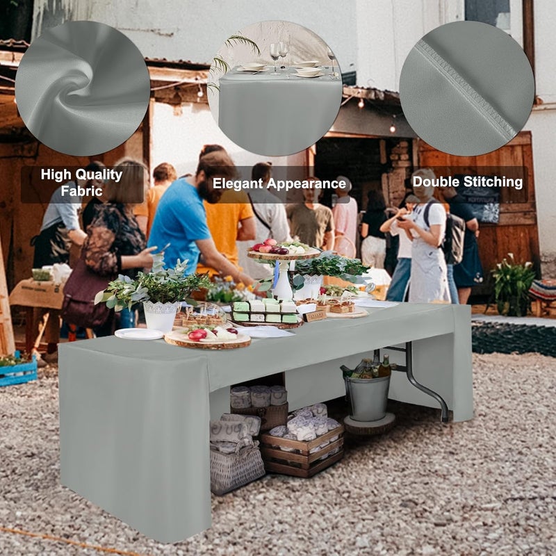 ABCCANOPY 2PCS 6 FT Rectangle Tablecloth Table Cover for Rectangular Tables Washable Polyester Banquet Buffet Parties Holiday Dinner Wedding Meeting Gray - Image 2