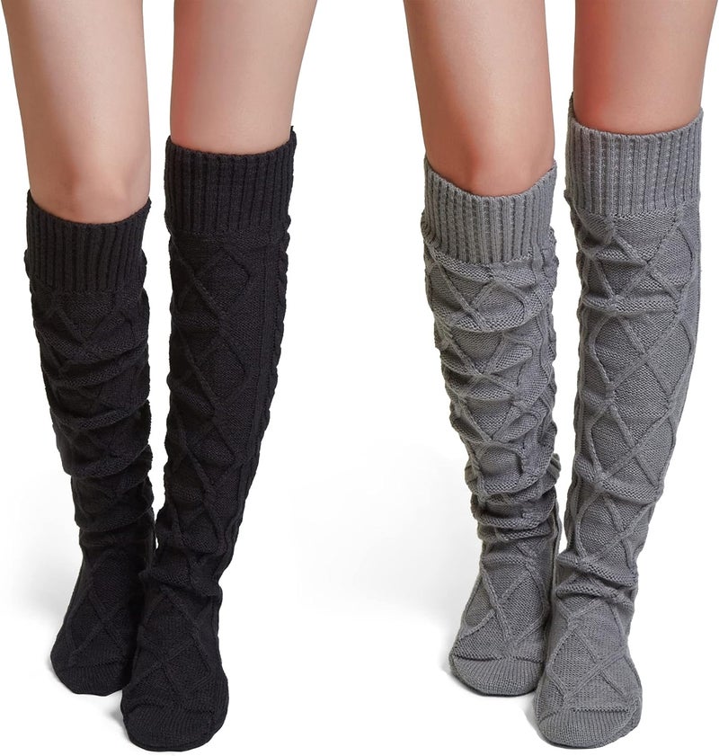 Pcavin Thigh High Socks for Women Cable Knit Over the Knee Boot Socks, Long Warm Leg Warmers Winter - Image 1