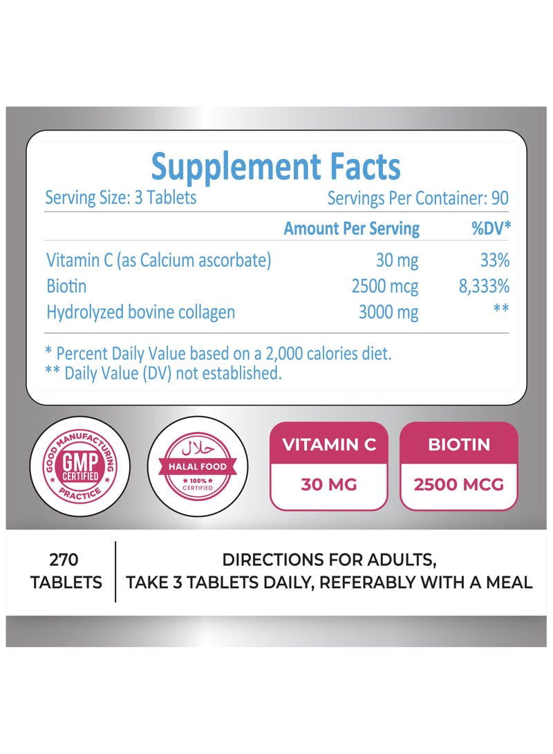 lilfull Collagen Peptides - 270 Tablets | Promotes Hair Growth & Nail Strength - Image 2