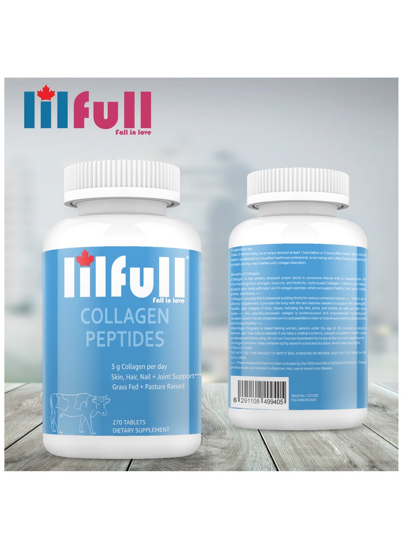 lilfull Collagen Peptides - 270 Tablets | Promotes Hair Growth & Nail Strength - Image 3