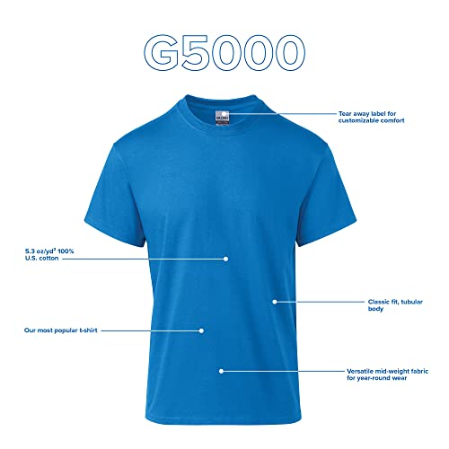 Gildan Mens Heavy Cotton T-Shirt, Style G5000, Multipack, Heliconia (3-Pack), Large US - Image 5
