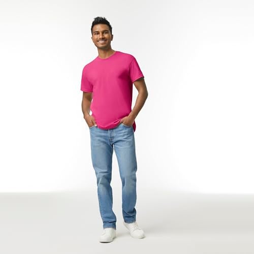 Gildan Mens Heavy Cotton T-Shirt, Style G5000, Multipack, Heliconia (3-Pack), Large US - Image 3