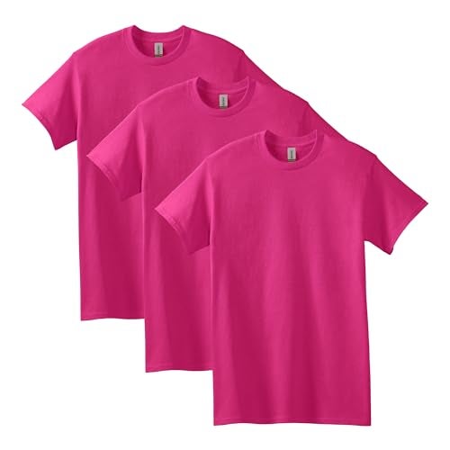 Gildan Mens Heavy Cotton T-Shirt, Style G5000, Multipack, Heliconia (3-Pack), Large US - Image 1