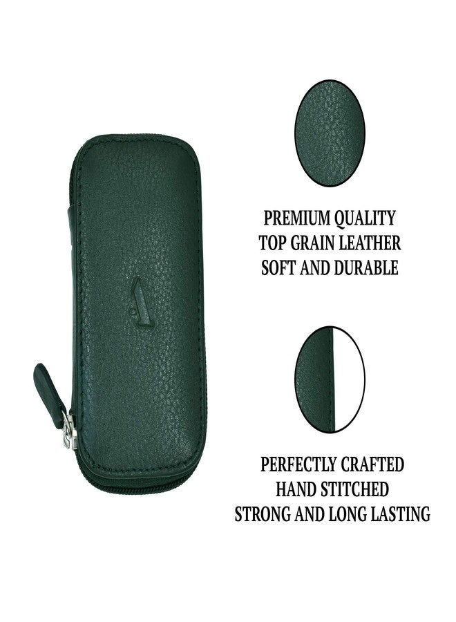 Adamis Genuine Leather Keychain Holder Pouch, Key Case, Soft Strong and Compact Organiser and Wallet with Zip Closure for Extra Safety and 6 Key Holder Hooks W55 Green, Size 6 x 11 cm - Image 3