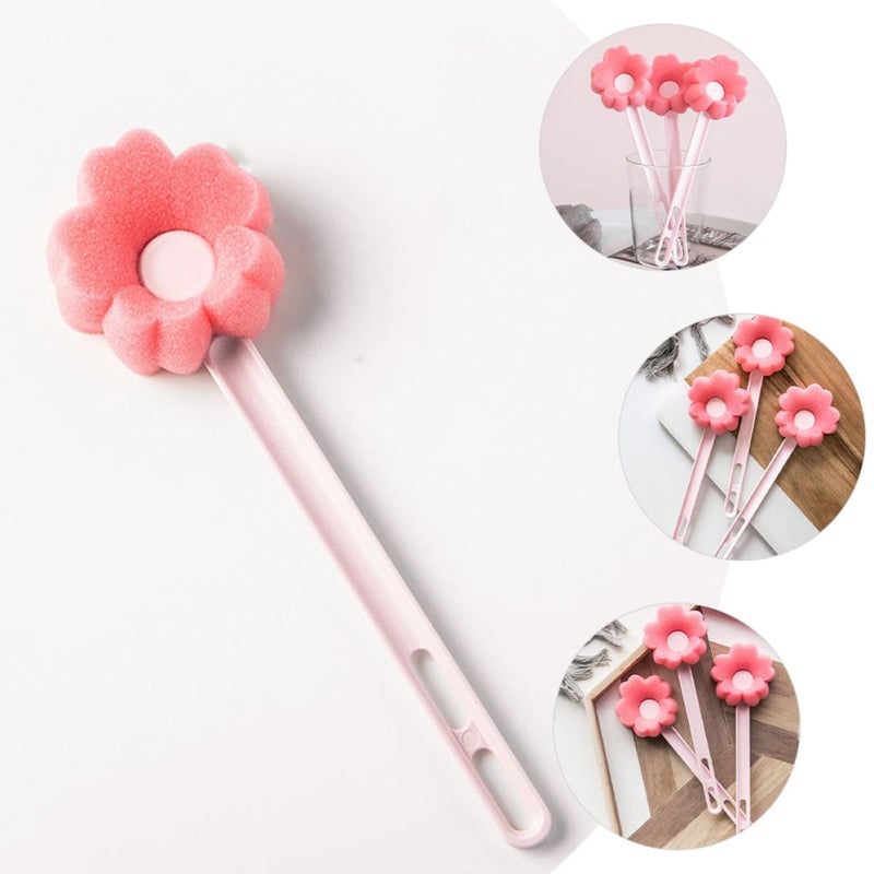 Long Handle Bottle Brush with Flower Sponge Head for Narrow Gaps Glass Cleaning - Image 5