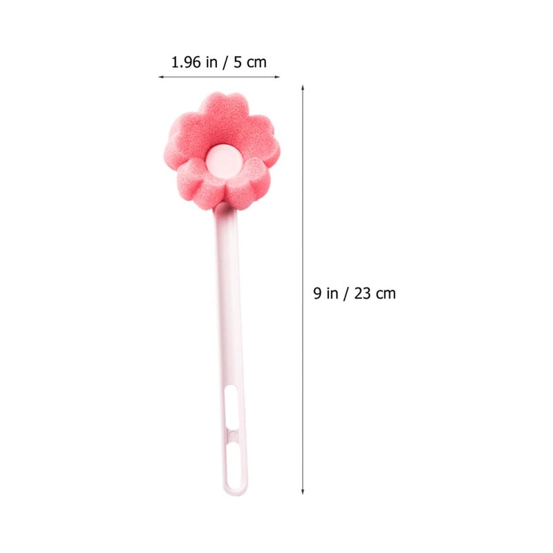 Long Handle Bottle Brush with Flower Sponge Head for Narrow Gaps Glass Cleaning - Image 3