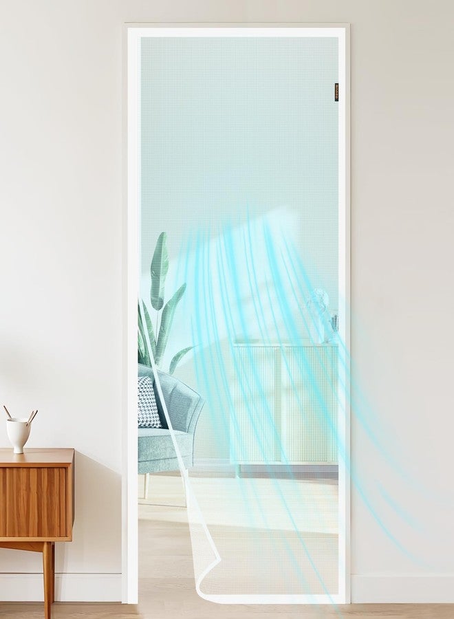 MAGZO Magnetic Screen Door Fits Door Size 36 x 80 Inches White, Screen Size 38 x 81 Inches Side Opening Polyester Screen Curtain for Patio Door, Front Interior Exterior Doors - Image 1