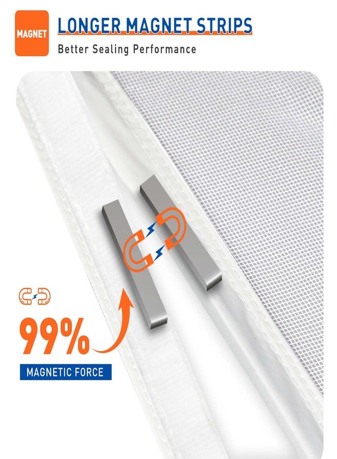 MAGZO Magnetic Screen Door Fits Door Size 36 x 80 Inches White, Screen Size 38 x 81 Inches Side Opening Polyester Screen Curtain for Patio Door, Front Interior Exterior Doors - Image 3