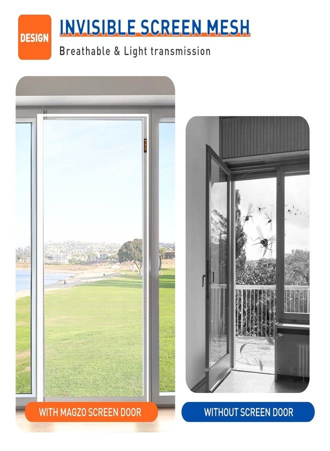 MAGZO Magnetic Screen Door Fits Door Size 36 x 80 Inches White, Screen Size 38 x 81 Inches Side Opening Polyester Screen Curtain for Patio Door, Front Interior Exterior Doors - Image 4