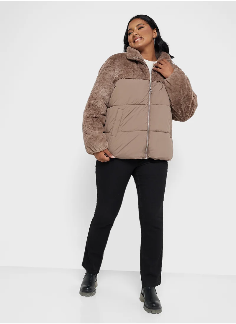 اونلي كارماكوما High Neck Puffer Jacket