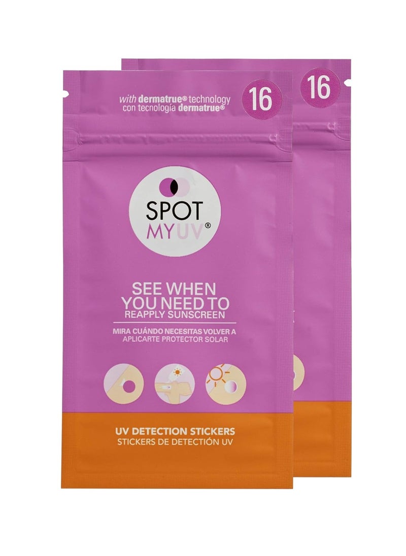 SPOTMYUV SPOTMYUV UV Detection Stickers for Sunscreen with Patented DERMATRUE SPF Sensing Technology | KNOW WHEN TO REAPPLY SUNSCREEN TO HELP PREVENT SUNBURN - 32 Count  - Image 1