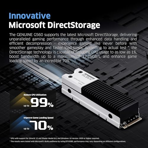 KLEVV Genuine G560 1TB M.2 2280 NVMe PCIe Gen5x4 Internal SSD Heatsink Included, up to 13000MB/s with DRAM Cash (K01TBM2SP0-G56) - Image 4