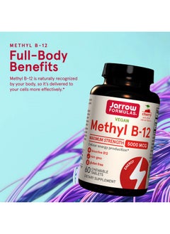 jarrow formulas Maximum Strength Methyl B12 5000 Mcg Dietary Supplement 60 Cherry Flavored Chewable Tablets Bioactive Vitamin B12 Supports Cellular Energy Production Sleep & Brain Health  - Image 3