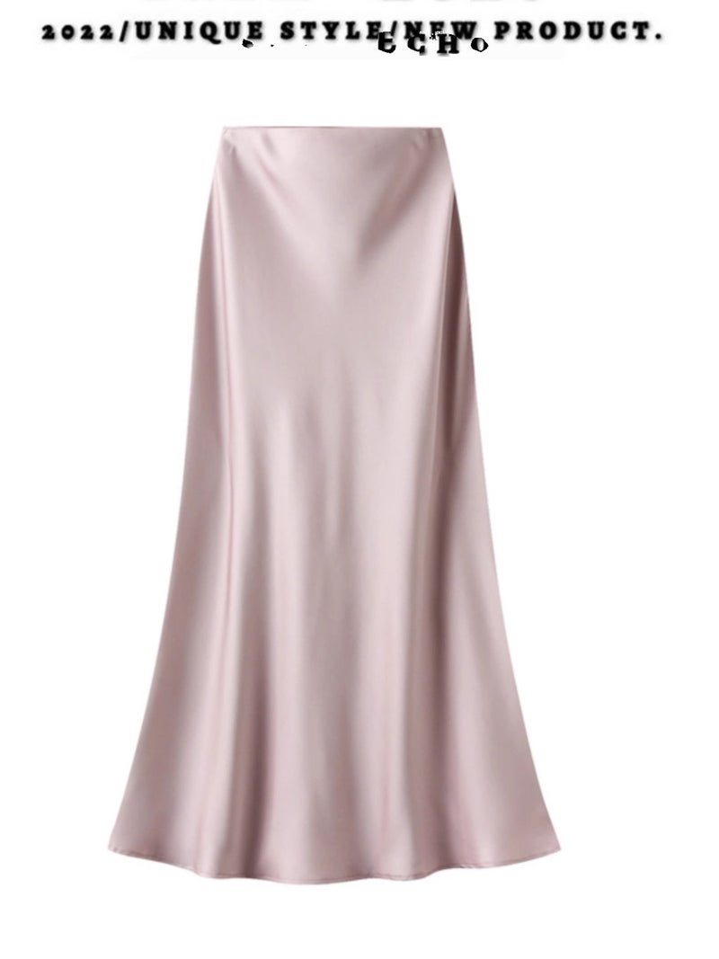 High-Waist Midi Satin Acetate Fishtail Skirt - Image 1